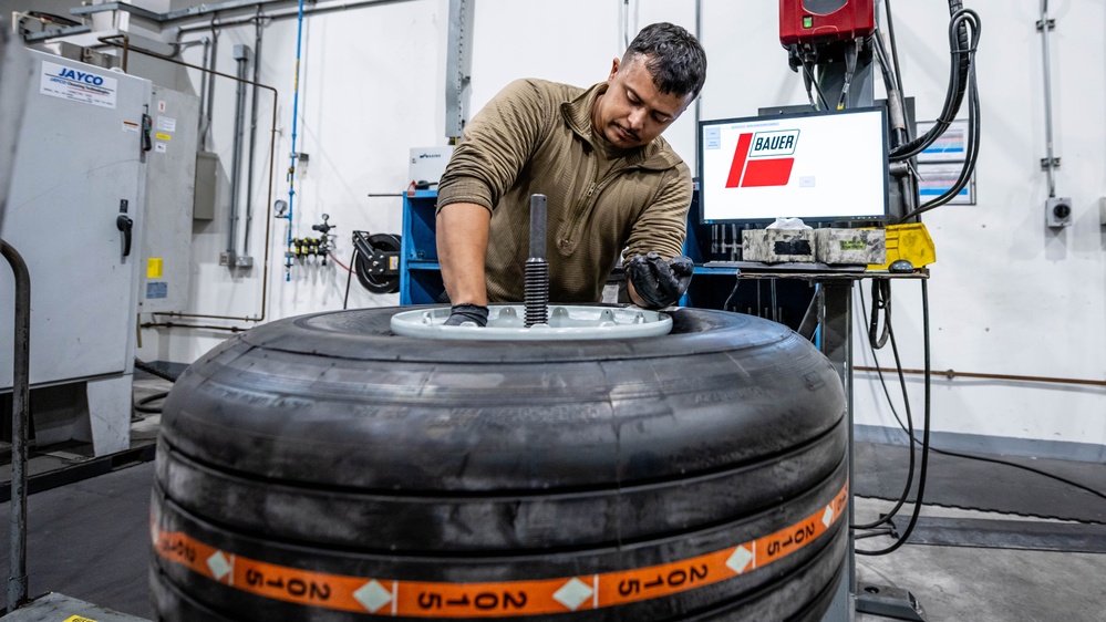 Wheel and tire Airmen build and maintain aircraft wheels