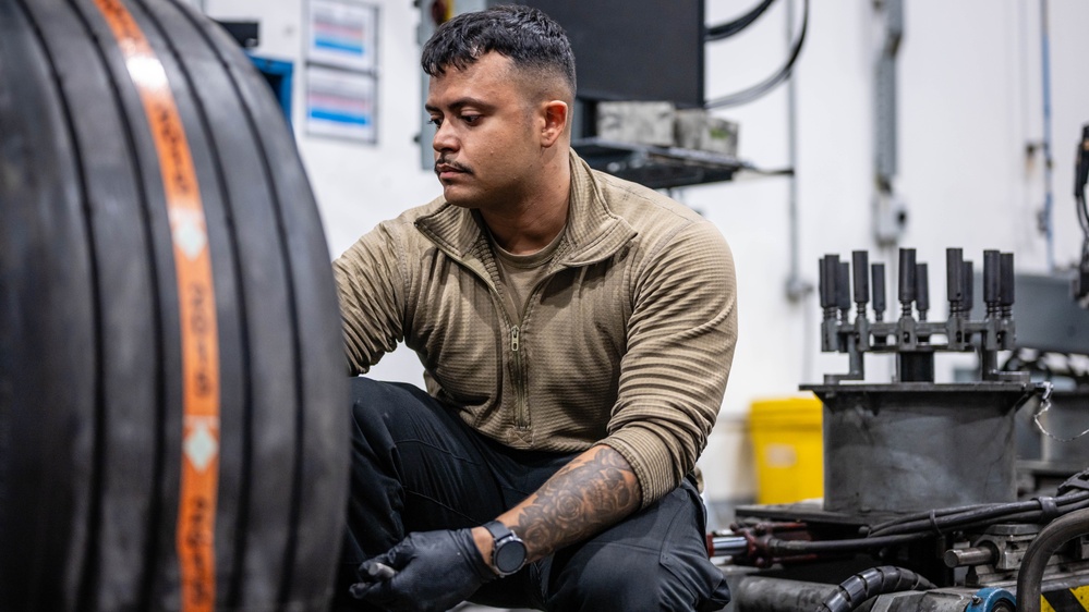 Wheel and tire Airmen build and maintain aircraft wheels