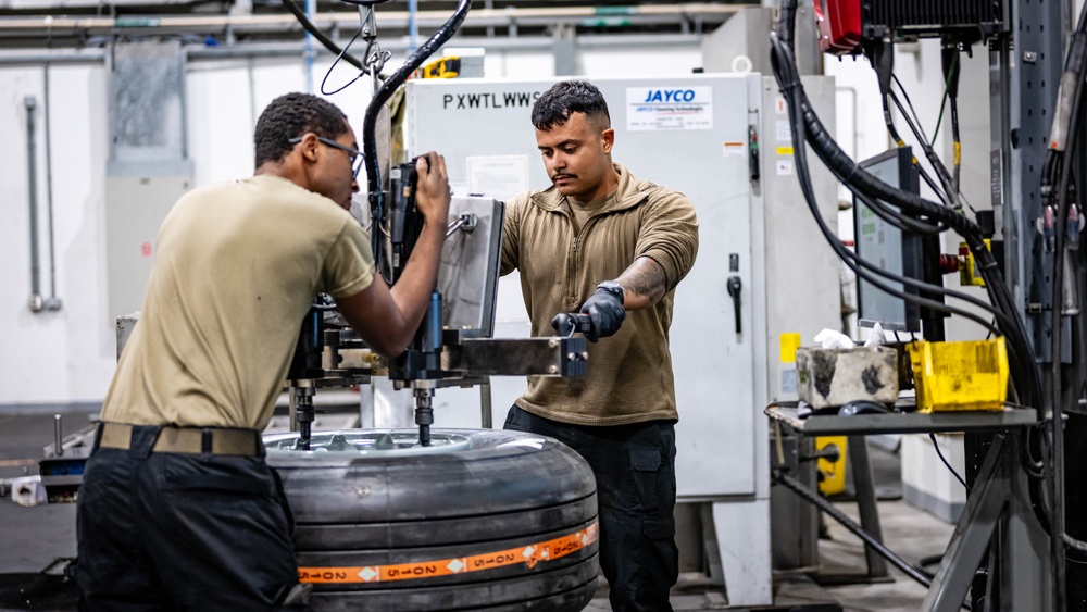 Wheel and tire Airmen build and maintain aircraft wheels