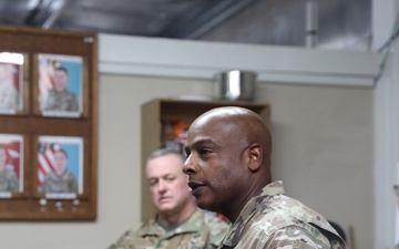 U.S. Army CSM Sgt. Maj. Betty speaks to Soldiers in U.S. Central Command AOR