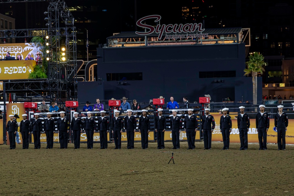 Abraham Lincoln and Theodore Roosevelt Sailors participates in the San Diego Rodeo