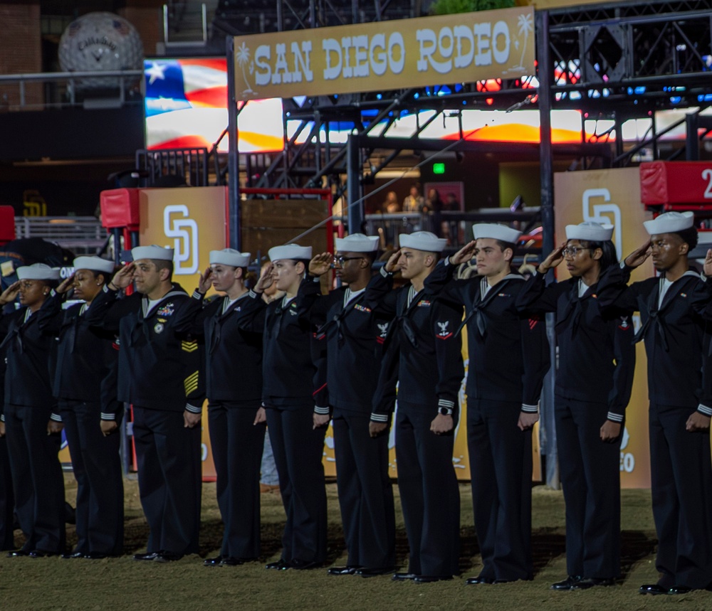 Abraham Lincoln and Theodore Roosevelt Sailors participates in the San Diego Rodeo