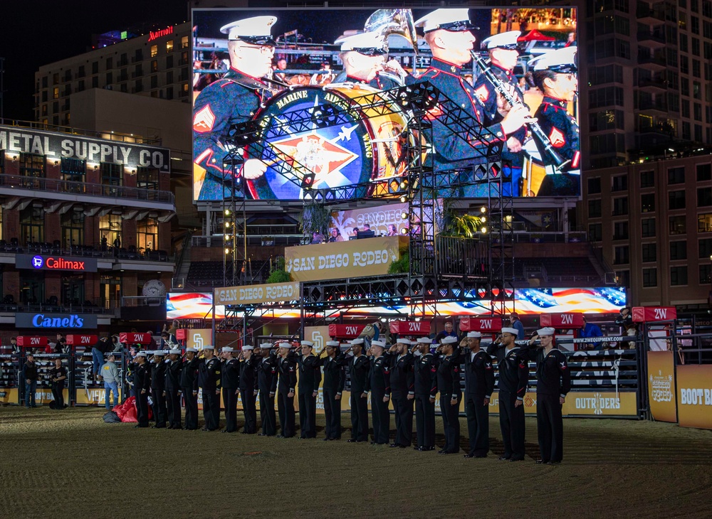 Abraham Lincoln and Theodore Roosevelt Sailors participates in the San Diego Rodeo