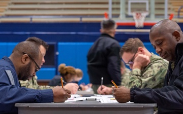 USS Ronald Reagan (CVN 76) Sailors take Navy-wide E-7 advancement exam