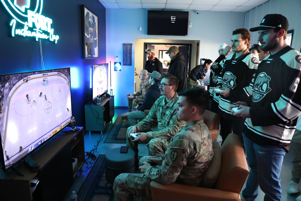 Hershey Bears players, Pa. Guardsmen compete in gaming tournament at USO