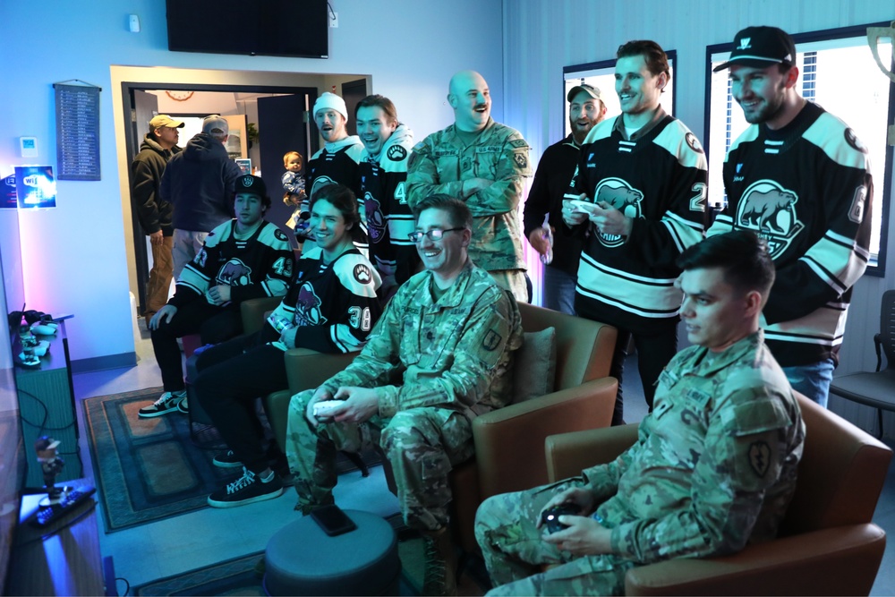 Hershey Bears players, Pa. Guardsmen compete in gaming tournament at USO