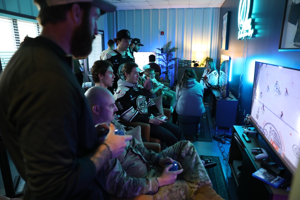 Hershey Bears players, Pa. Guardsmen compete in gaming tournament at USO