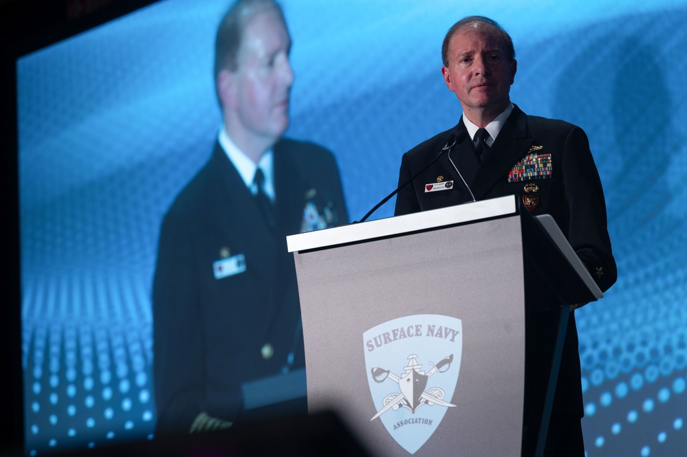 Admiral Munsch speaks at the SNA 2025