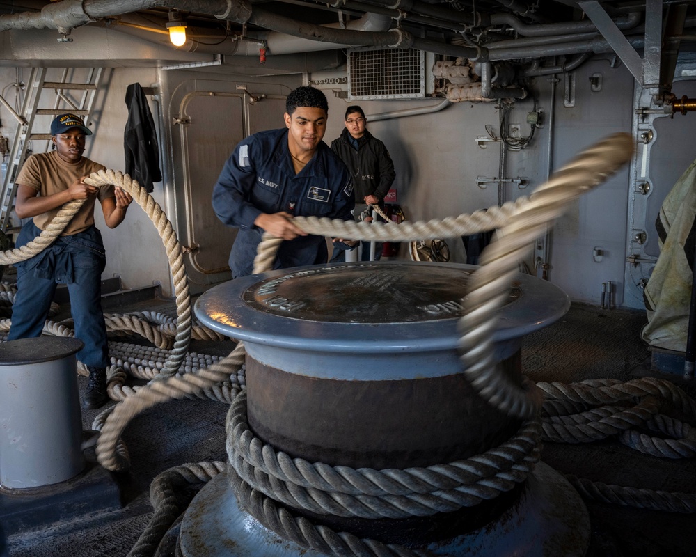 Nimitz Sailor Heaves Around Line