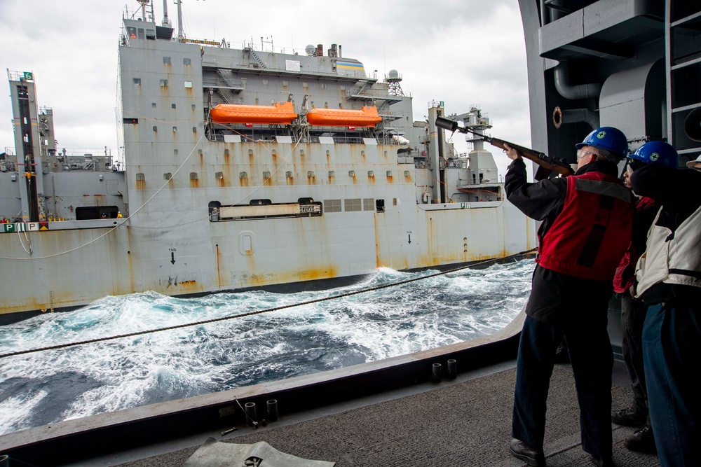 USS America (LHA 6) Conducts Replenishment at Sea with USNS Carl Brashear (T-AKE-7)