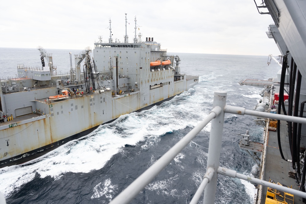 USS America (LHA 6) Conducts Replenishment at Sea with USNS Carl Brashear (T-AKE-7)