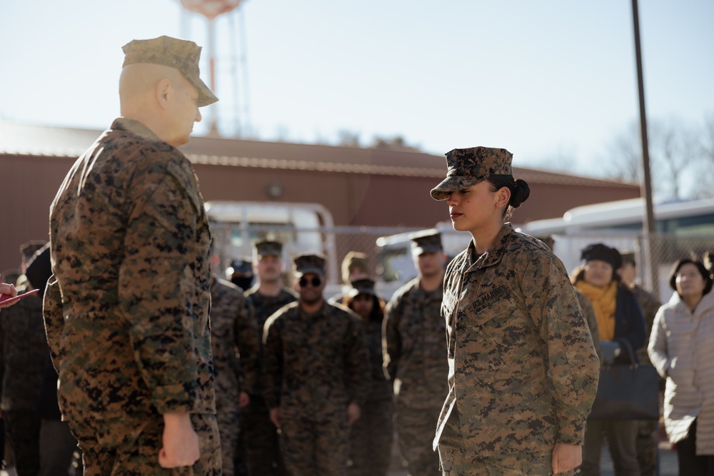 Mail is Morale: LCpl Chavez receives achievement medal for role in new post office opening on Camp Mujuk