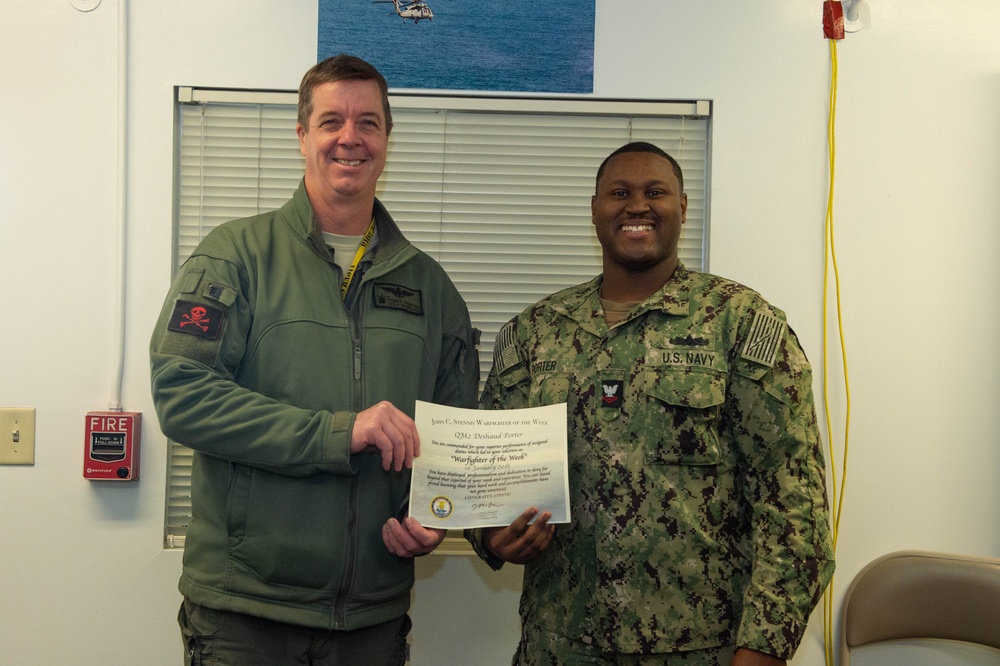 John C. Stennis Sailor is Awarded Warrior of the Week