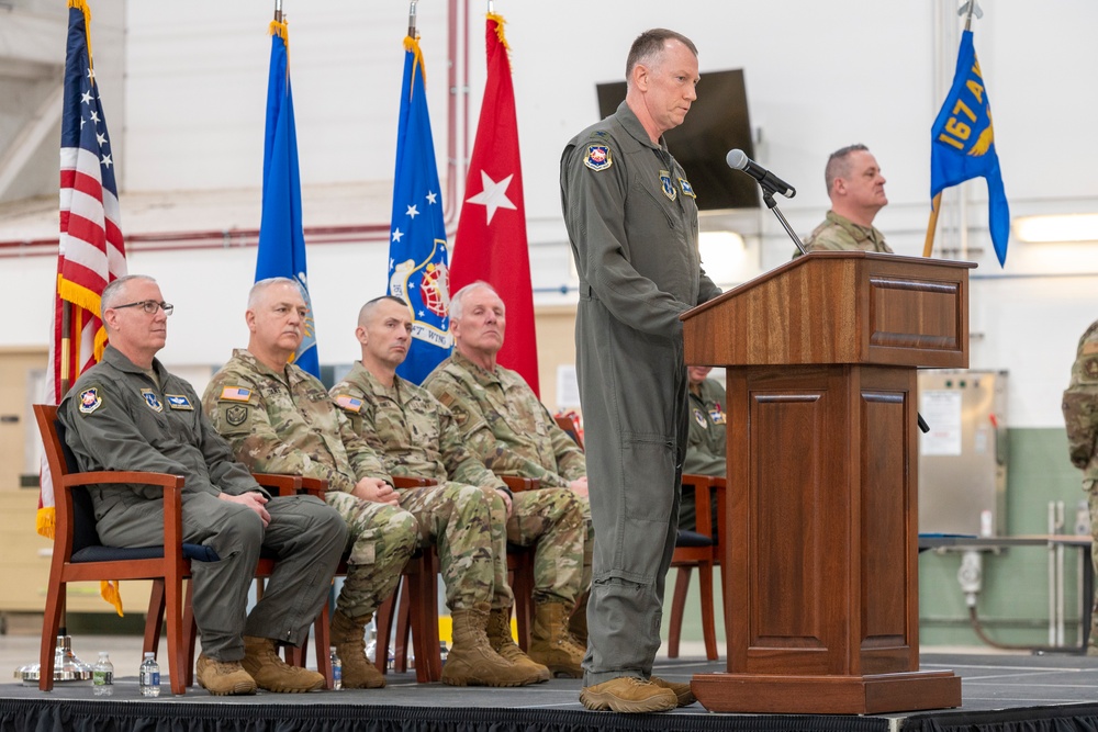 Change of command ceremony marks Sigler's transition to lead 167th Airlift Wing