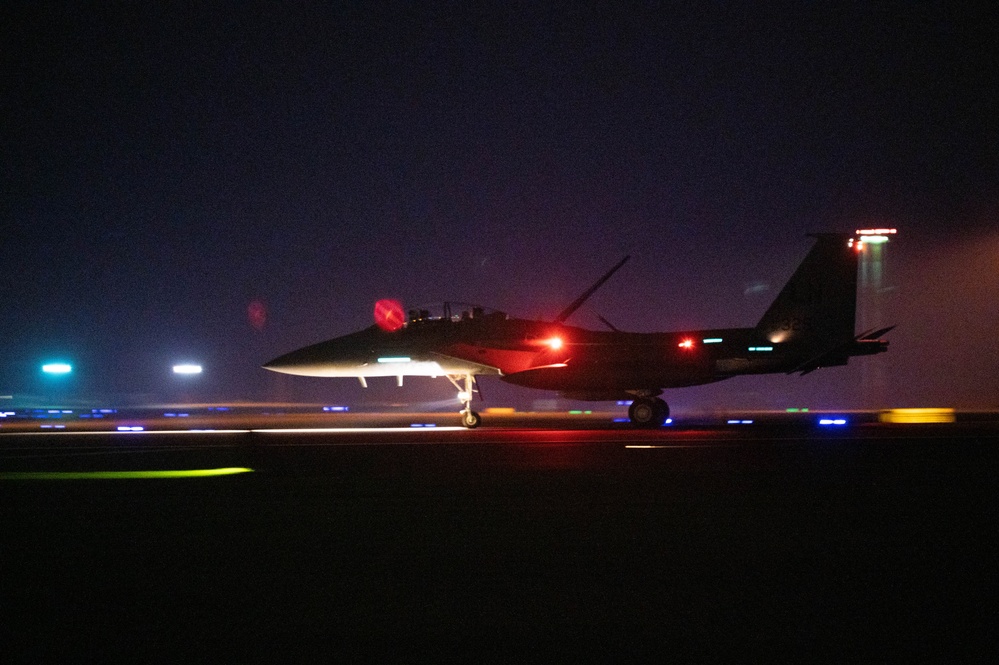 First F-15 Strike Eagles equipped with Advanced EPAWSS system arrive at the Liberty Wing