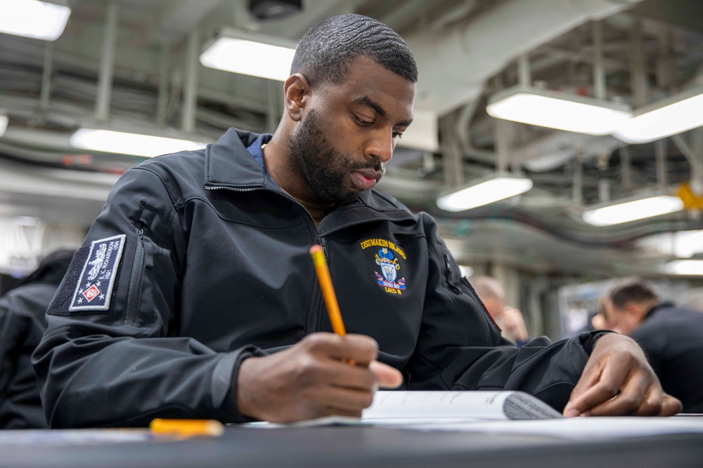 Makin Island Sailors take Navy-wide Chief Exam