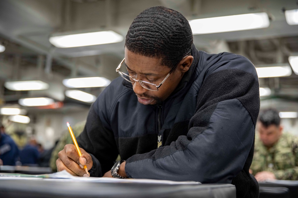 Makin Island Sailors take Navy-wide Chief Exam