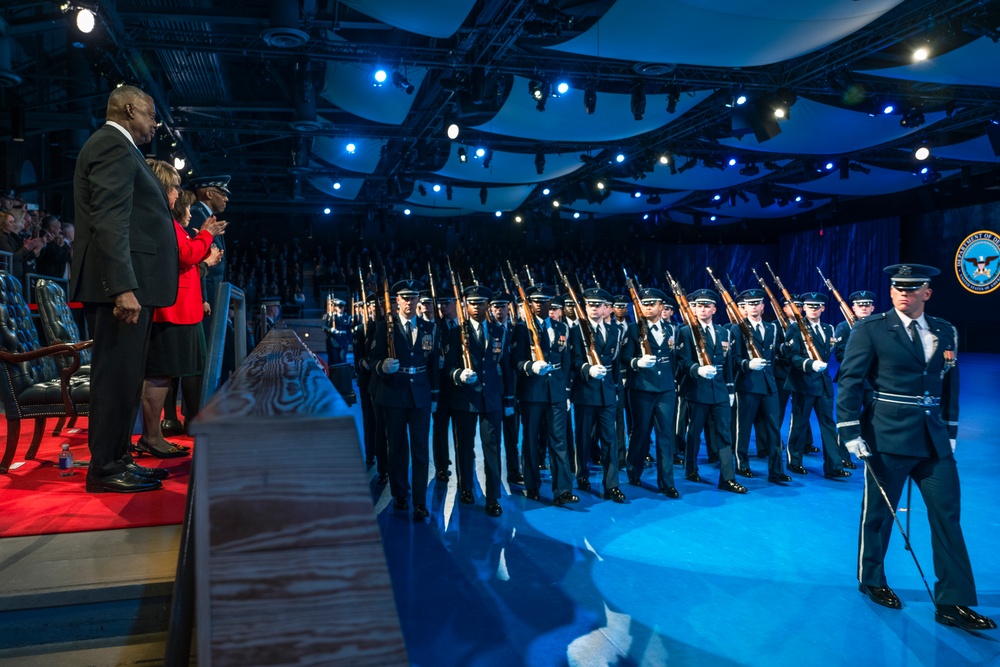 Chairman of the Joint Chiefs of Staff Hosts Armed Forces Farewell Tribute Honoring Secretary of Defense Austin