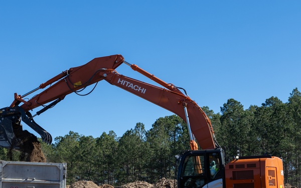 Hurricane Helene Recovery: Temporary Debris Management Site in Mcintosh County, Georgia.