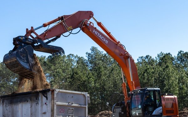 Hurricane Helene Recovery: Temporary Debris Management Site in Mcintosh County, Georgia.