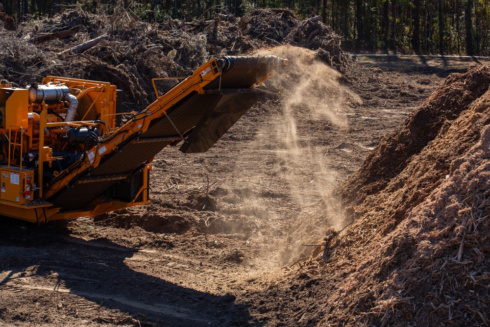 Hurricane Helene Recovery: Temporary Debris Management Site in Mcintosh County, Georgia.