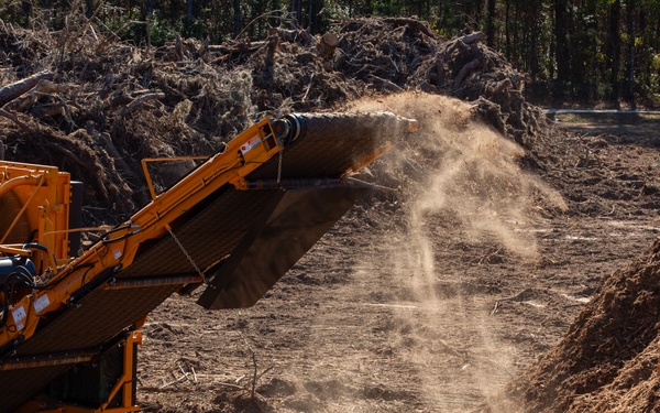 Hurricane Helene Recovery: Temporary Debris Management Site in Mcintosh County, Georgia.