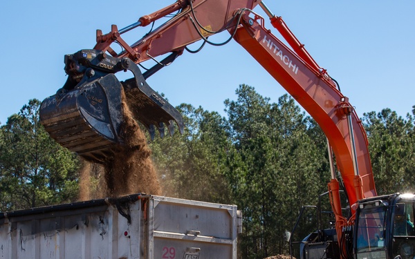 Hurricane Helene Recovery: Temporary Debris Management Site in Mcintosh County, Georgia.