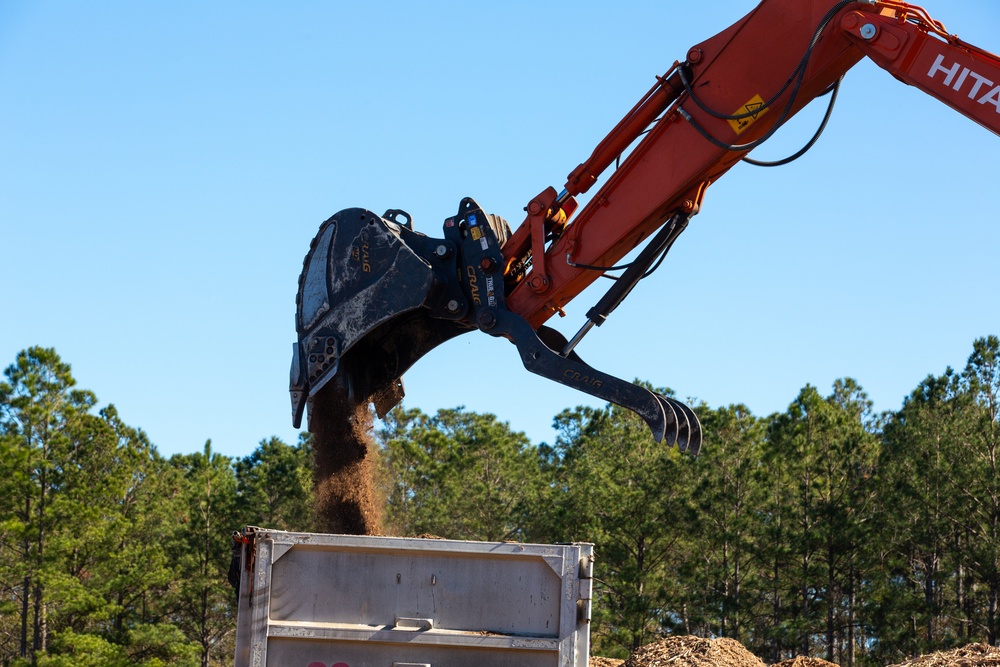 Hurricane Helene Recovery: Temporary Debris Management Site in Mcintosh County, Georgia.