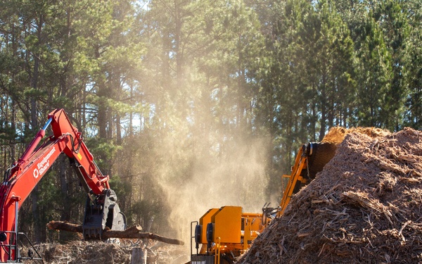 Hurricane Helene Recovery: Temporary Debris Management Site in Mcintosh County, Georgia.