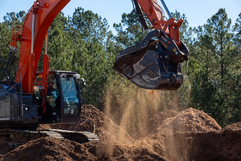 Hurricane Helene Recovery: Temporary Debris Management Site in Mcintosh County, Georgia.