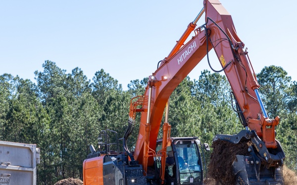 Hurricane Helene Recovery: Temporary Debris Management Site in Mcintosh County, Georgia.