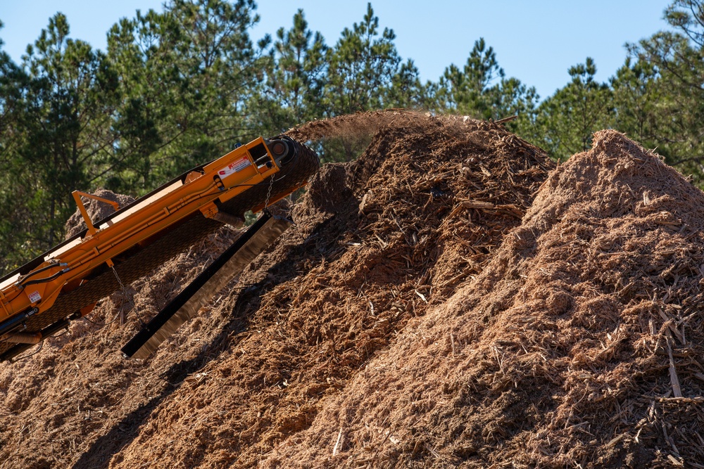 Hurricane Helene Recovery: Temporary Debris Management Site in Mcintosh County, Georgia.