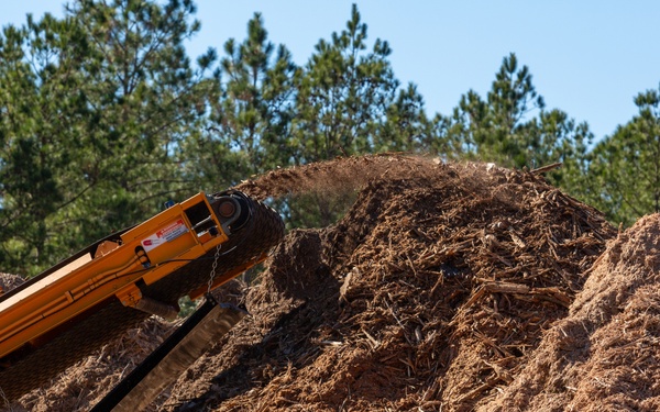 Hurricane Helene Recovery: Temporary Debris Management Site in Mcintosh County, Georgia.