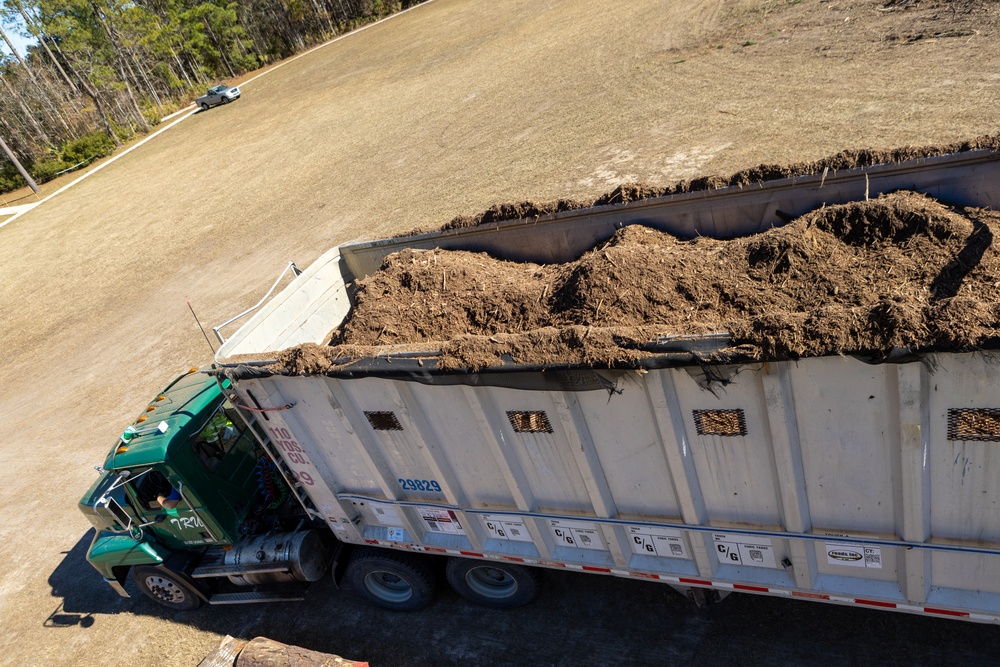 Hurricane Helene Recovery: Temporary Debris Management Site in Mcintosh County, Georgia.