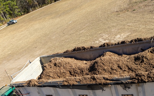 Hurricane Helene Recovery: Temporary Debris Management Site in Mcintosh County, Georgia.