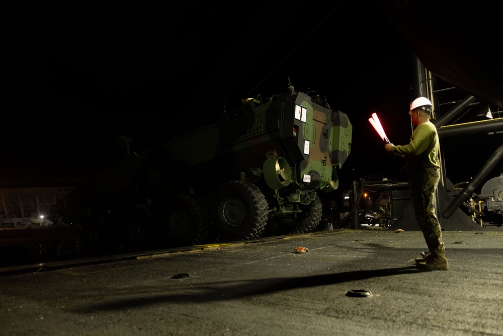 4th Marines ACVs Load Onto Stern Landing Vessel at Naha Military Port