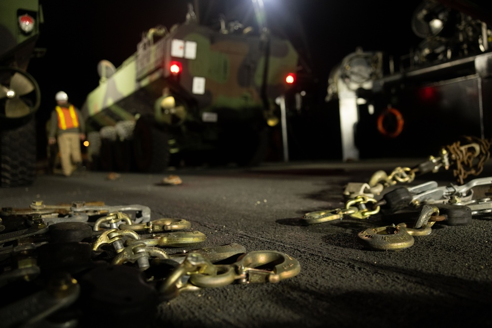 4th Marines ACVs Load Onto Stern Landing Vessel at Naha Military Port