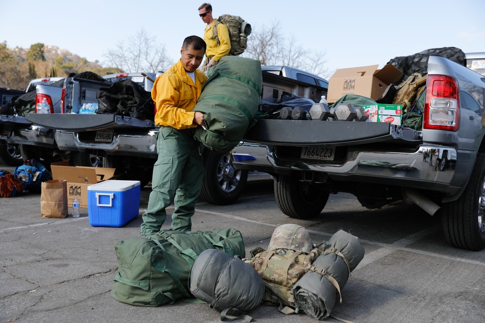 California Army National Guard Handcrews Get Ready To Tackle LA Wildfires