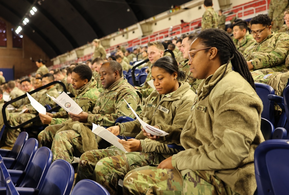 Virginia Army National Guard Soldiers Review Informational Flyers During Brief for Upcoming 60th Presidential Inauguration