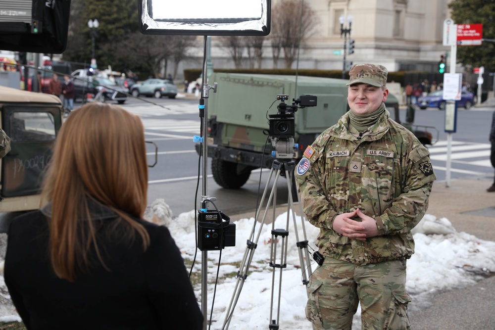 Pfc. Kalbach, Pennsylvania Army National Guard, Interviewed by Press Ahead of Supporting 60th Presidential Inauguration