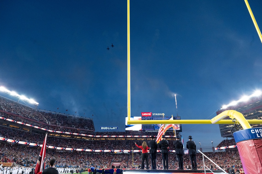 Two T38 Talons fly over Levi's Stadium