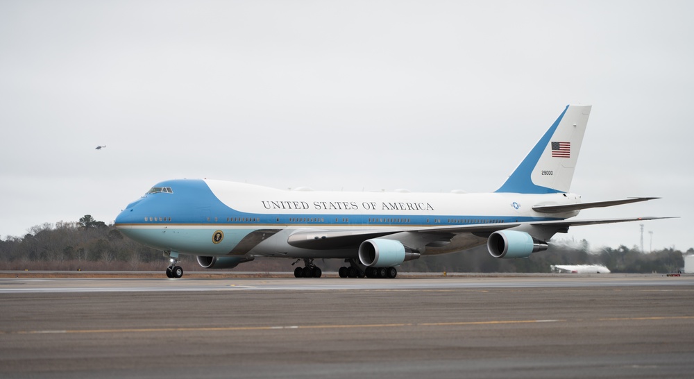 President Joe Biden arrives at Joint Base Charleston