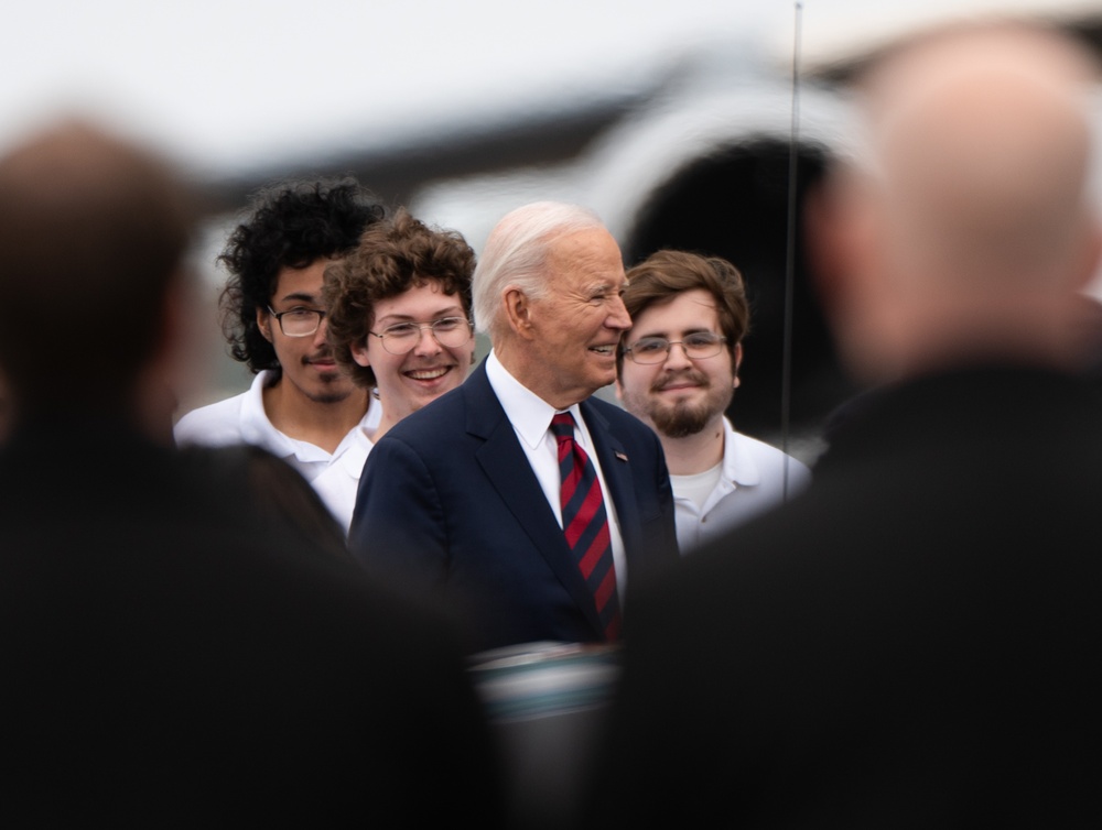 President Joe Biden arrives at Joint Base Charleston