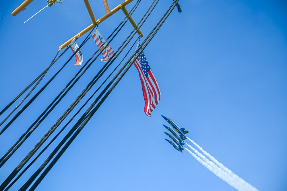 blue angles over the flag