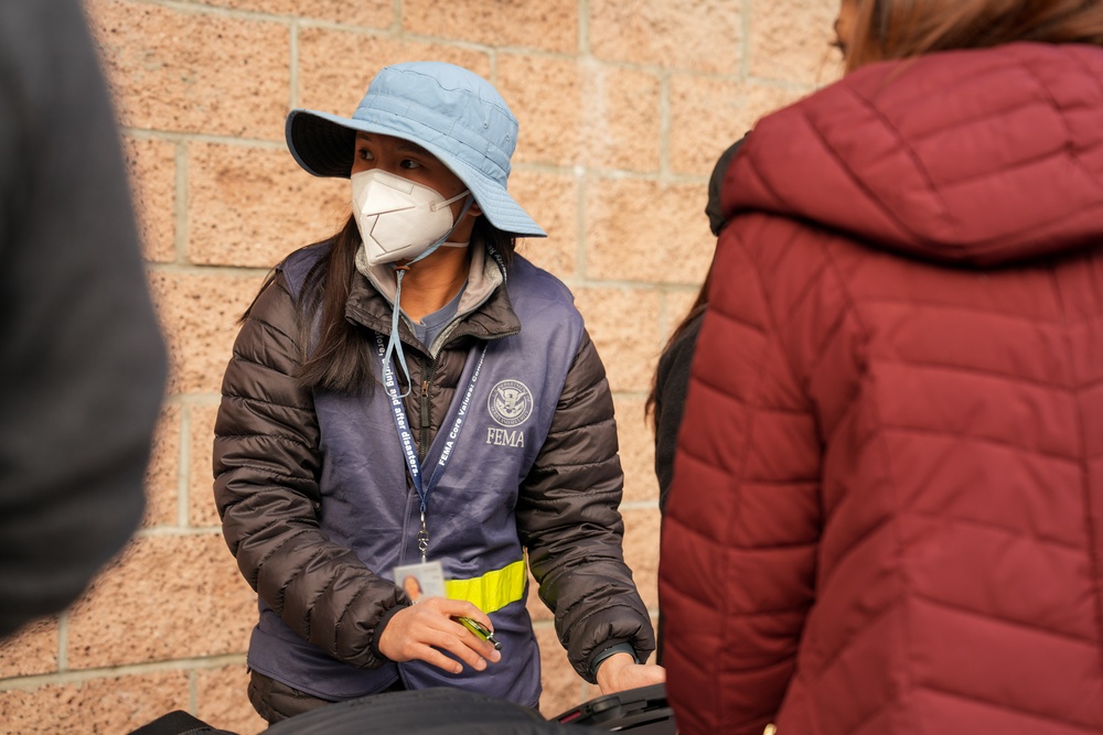 FEMA Disaster Survivor Assistance team and volunteers assist wildfire survivors at the Run with Us community event in Pasadena, California