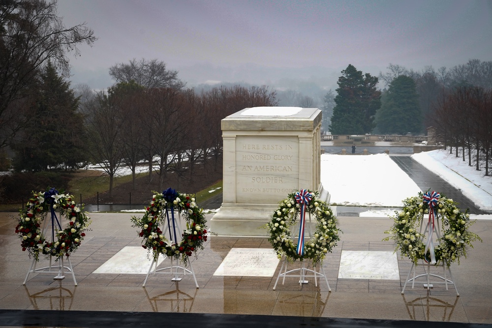 President Elect Trump and Vice President-Elect Vance visit Arlington National Cemetery in advance of Inauguration Day