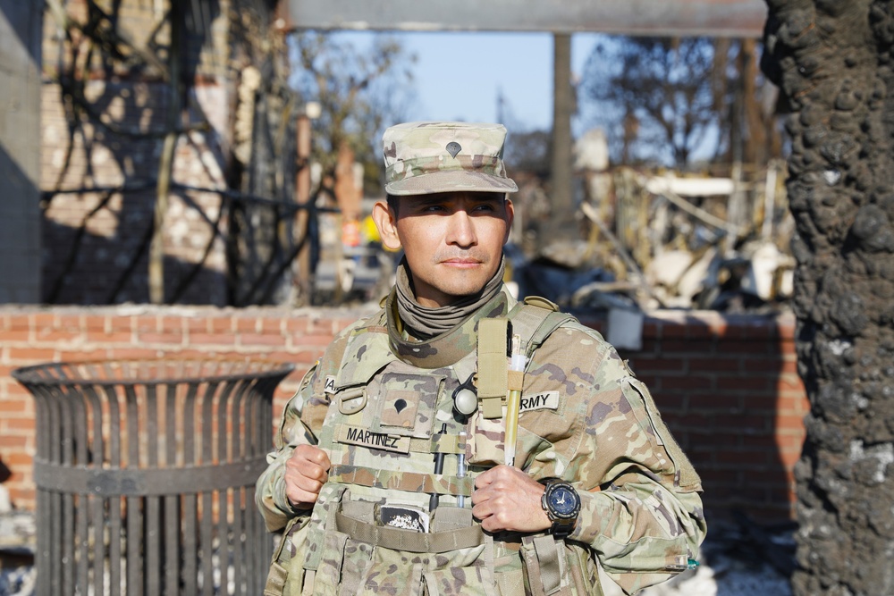 149th CBRN Company, 270th MP Company, and 40th MP Company at Traffic Control Points around Palisades Fire