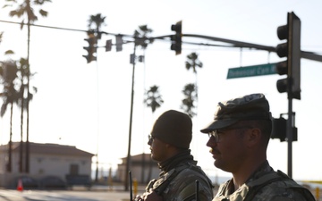 149th CBRN Company, 270th MP Company, and 40th MP Company at Traffic Control Points around Palisades Fire