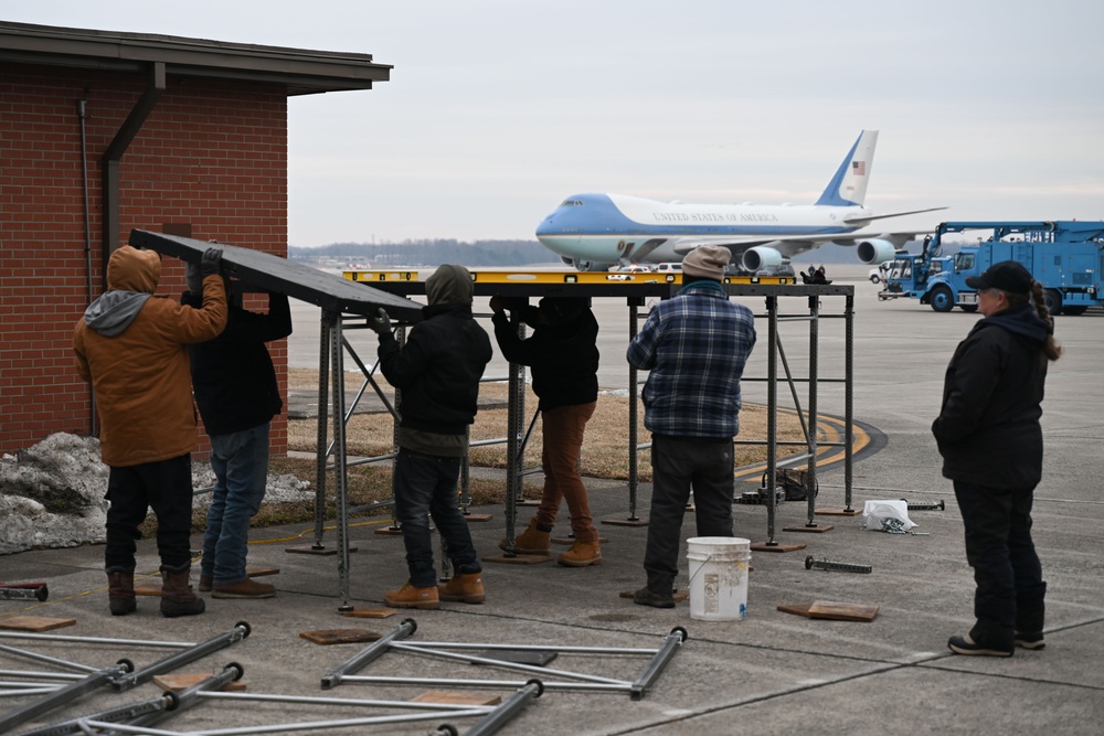 Joint Base Andrews sets up for President Biden’s sendoff ceremony