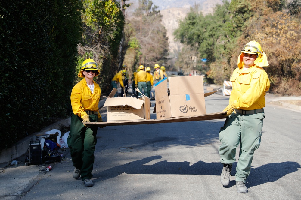 Cal Guard Type II Handcrews Work To Clear Debris At Communities Impacted By Eaton Fire